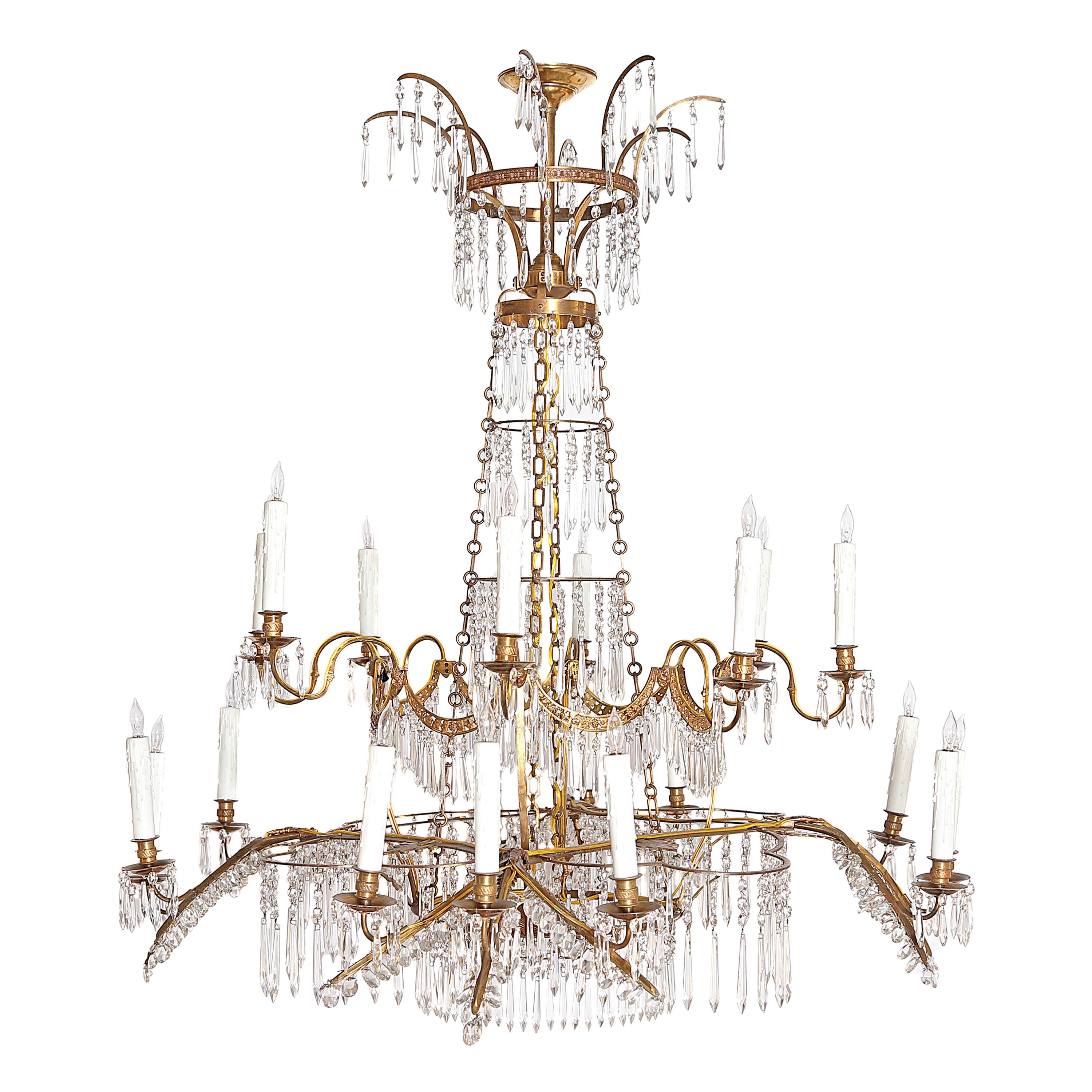 18th Century 20-Light Neoclassic Chandelier, German Probably Werner & Mieth For Sale