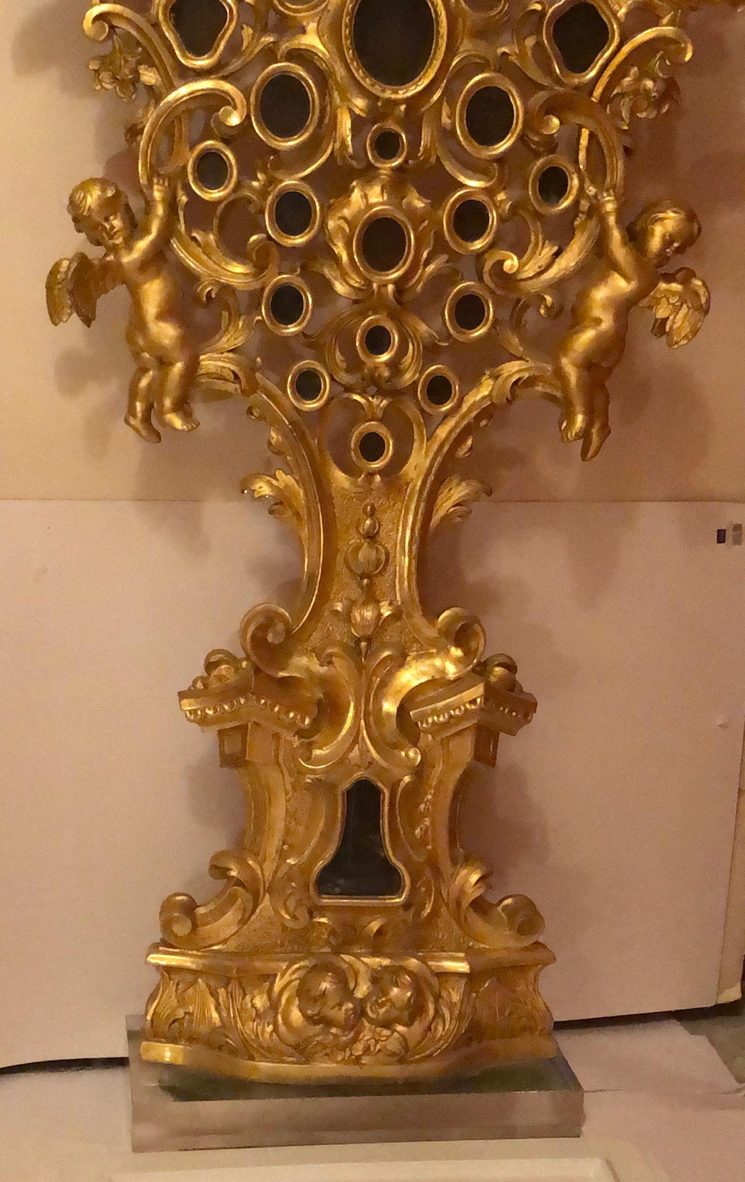 18th Century 67 inch Tall French Rococo Reliquary, with Angels Acanthus Leaves For Sale 14