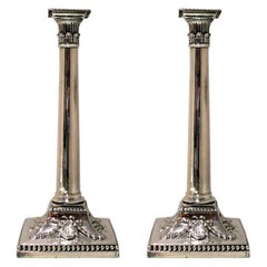 Antique George III Sterling Silver Pair of Candlesticks Lon 1771 J Carter