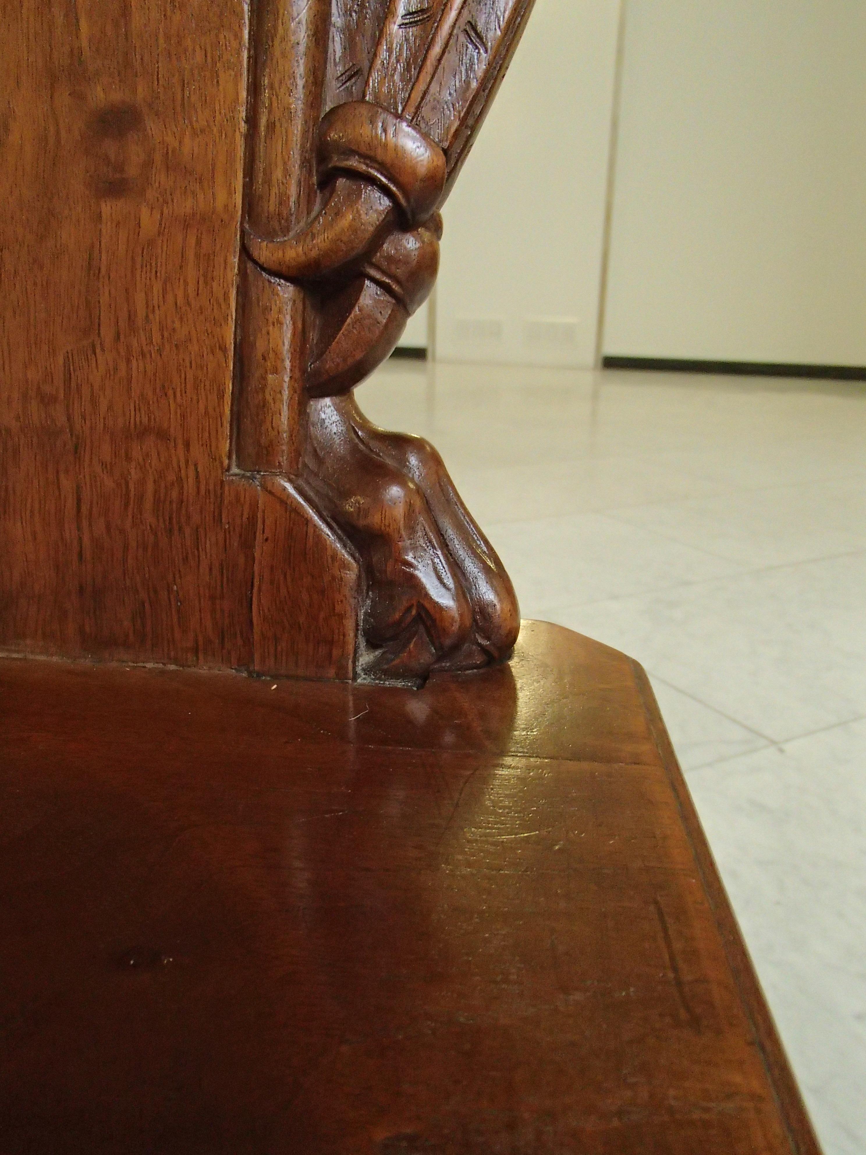 German 18th Century Brutalist Wooden Chair Carved with Fabulous Creature For Sale