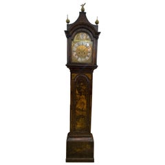 18th Cent. Chinoiserie Tall Case Clock with Faux Tortoiseshell and British Ship