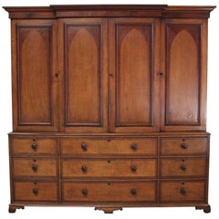 18th Century Country House English Housekeepers Cupboard in Oak and Mahogany