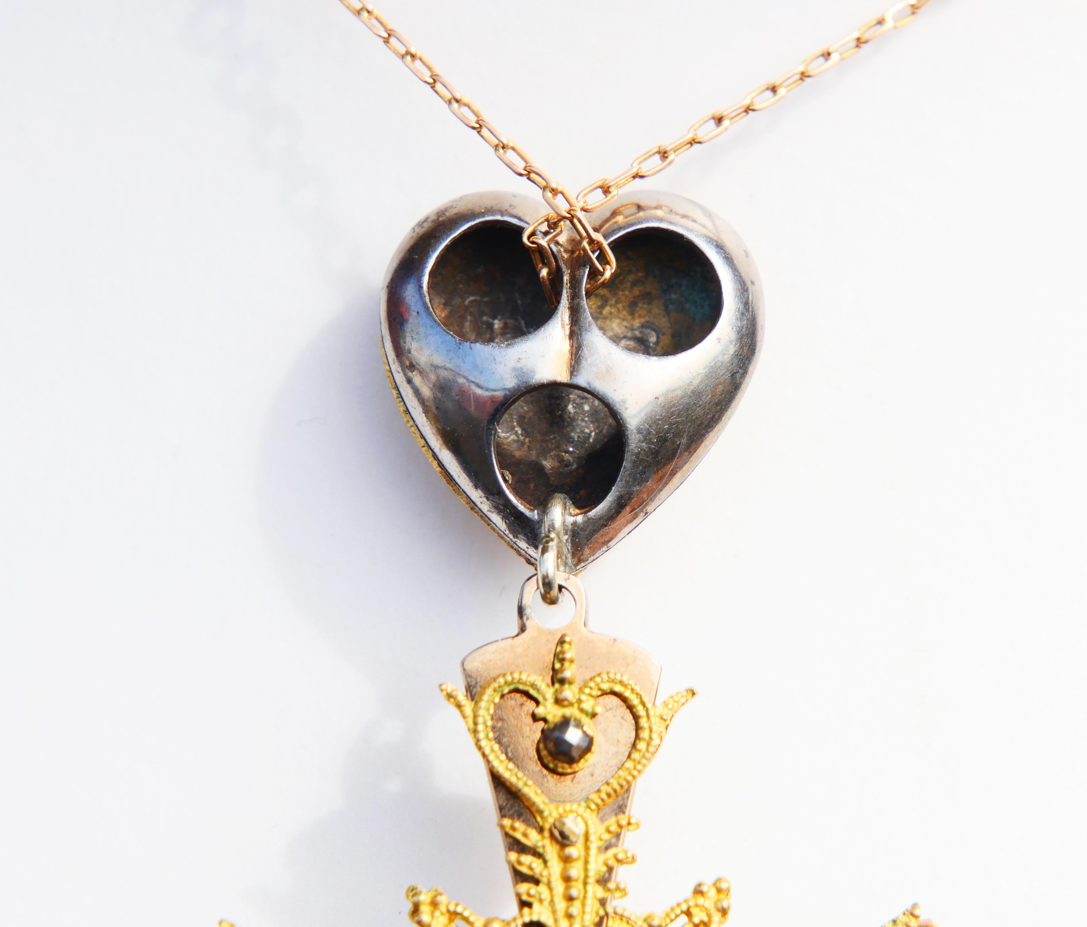 18th cent. Cross Crucifix 12K Gold Gilt Silver Cut Steel Diamonds / 10 gr 2