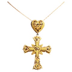 18th cent. Cross Crucifix 12K Gold Gilt Silver Cut Steel Diamonds / 10 gr