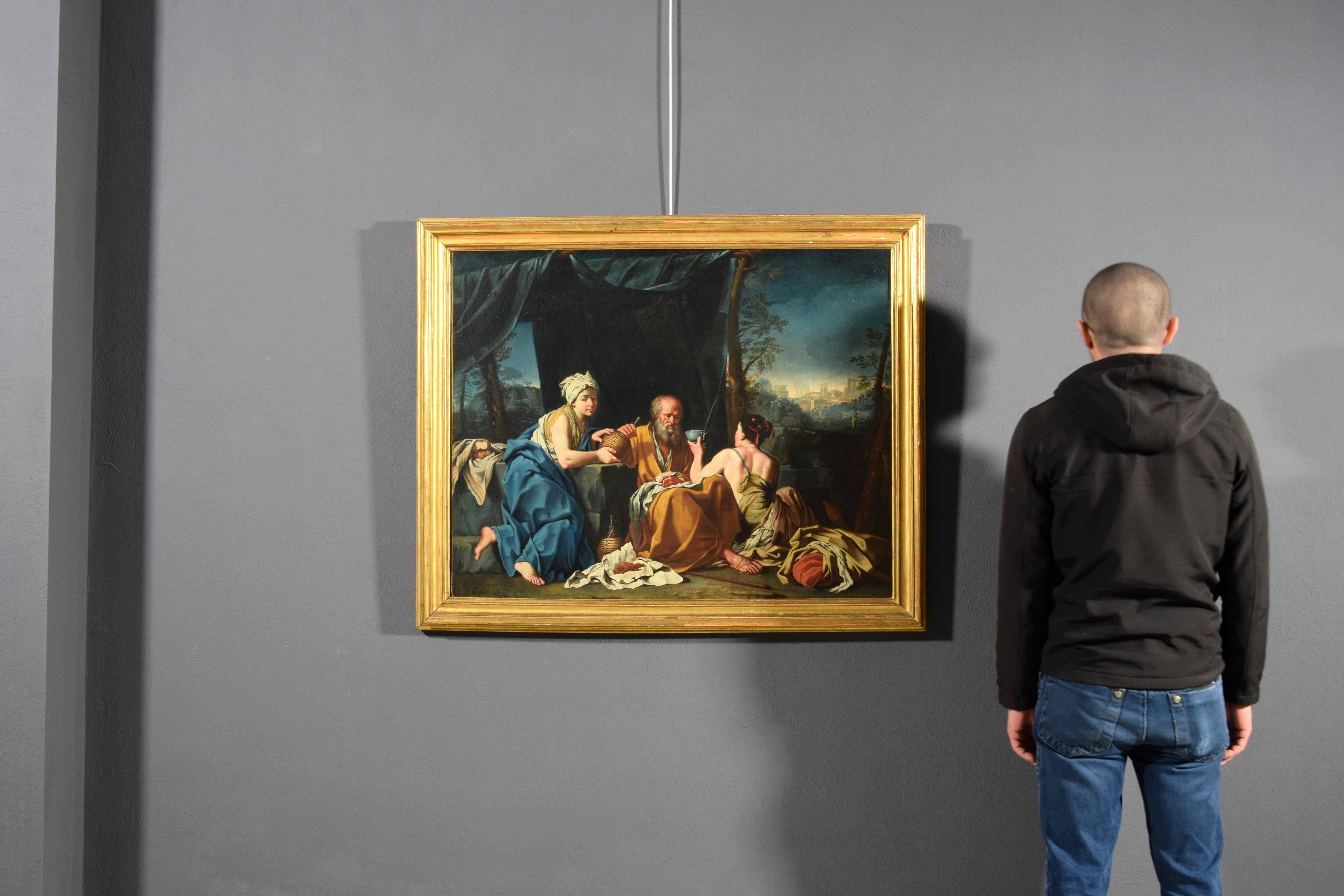 XVIIIe siècle, peinture italienne, Loth et les filles, attribuée à Giuseppe Gambarini en vente 2