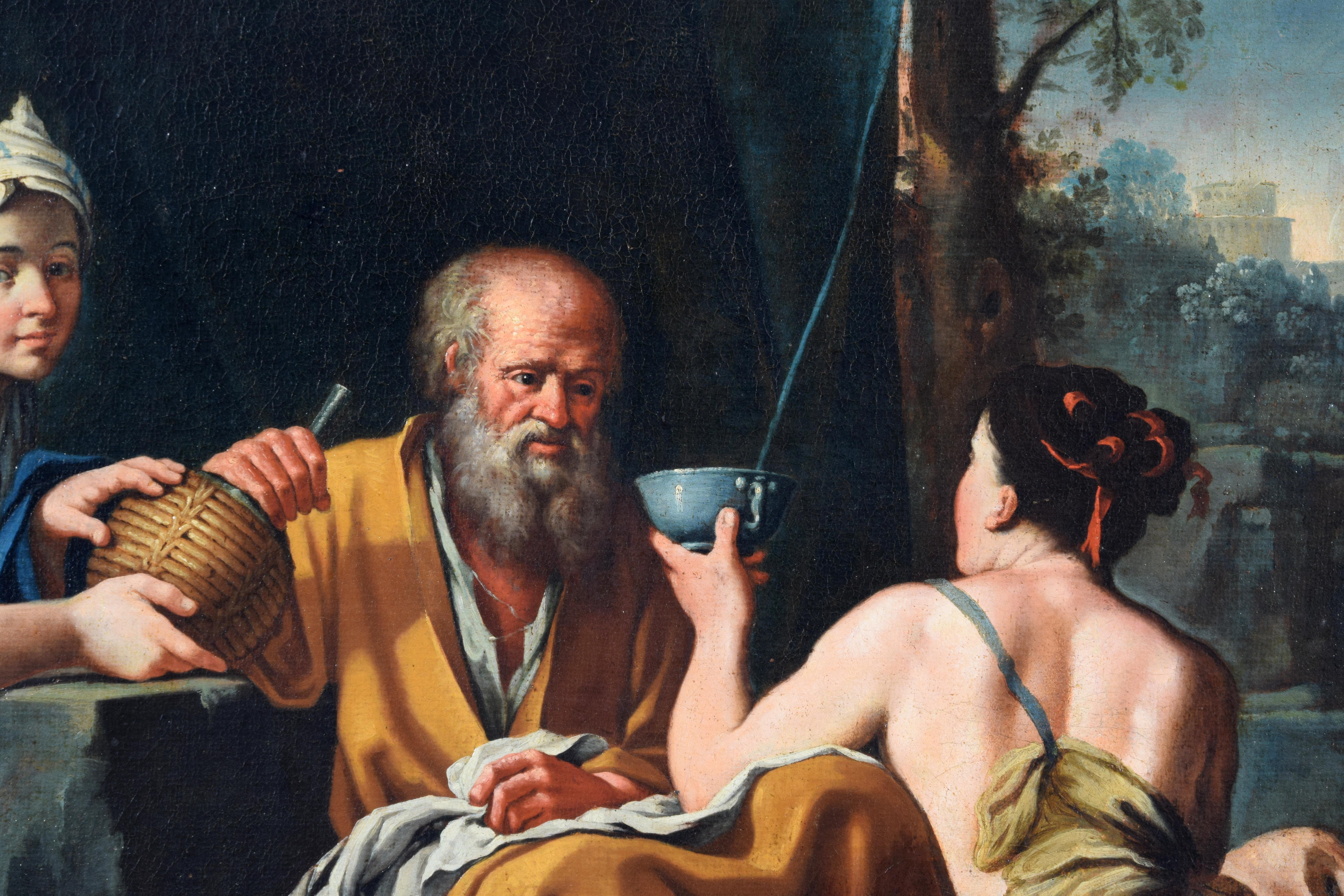XVIIIe siècle, peinture italienne, Loth et les filles, attribuée à Giuseppe Gambarini en vente 3