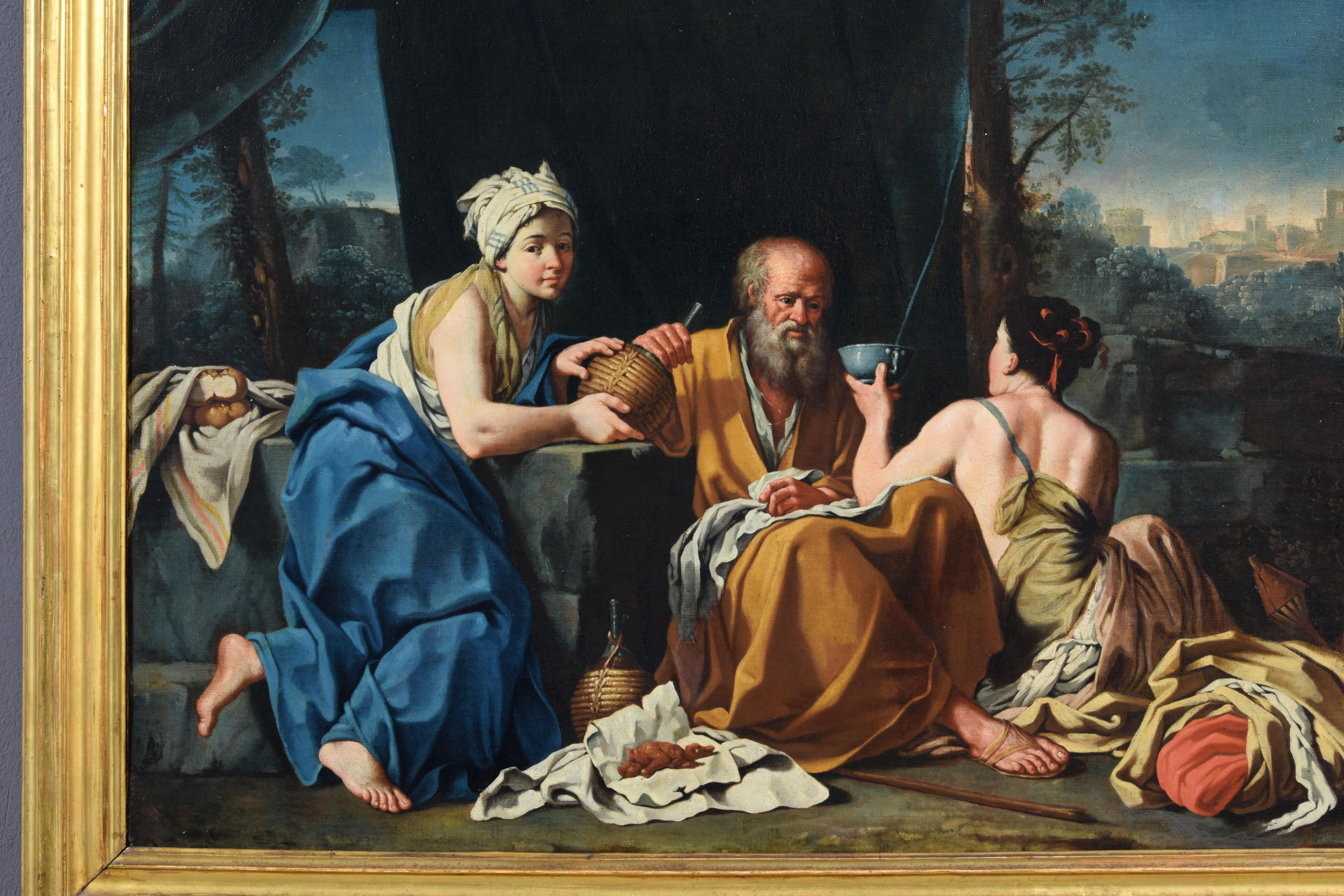 XVIIIe siècle, peinture italienne, Loth et les filles, attribuée à Giuseppe Gambarini en vente 4