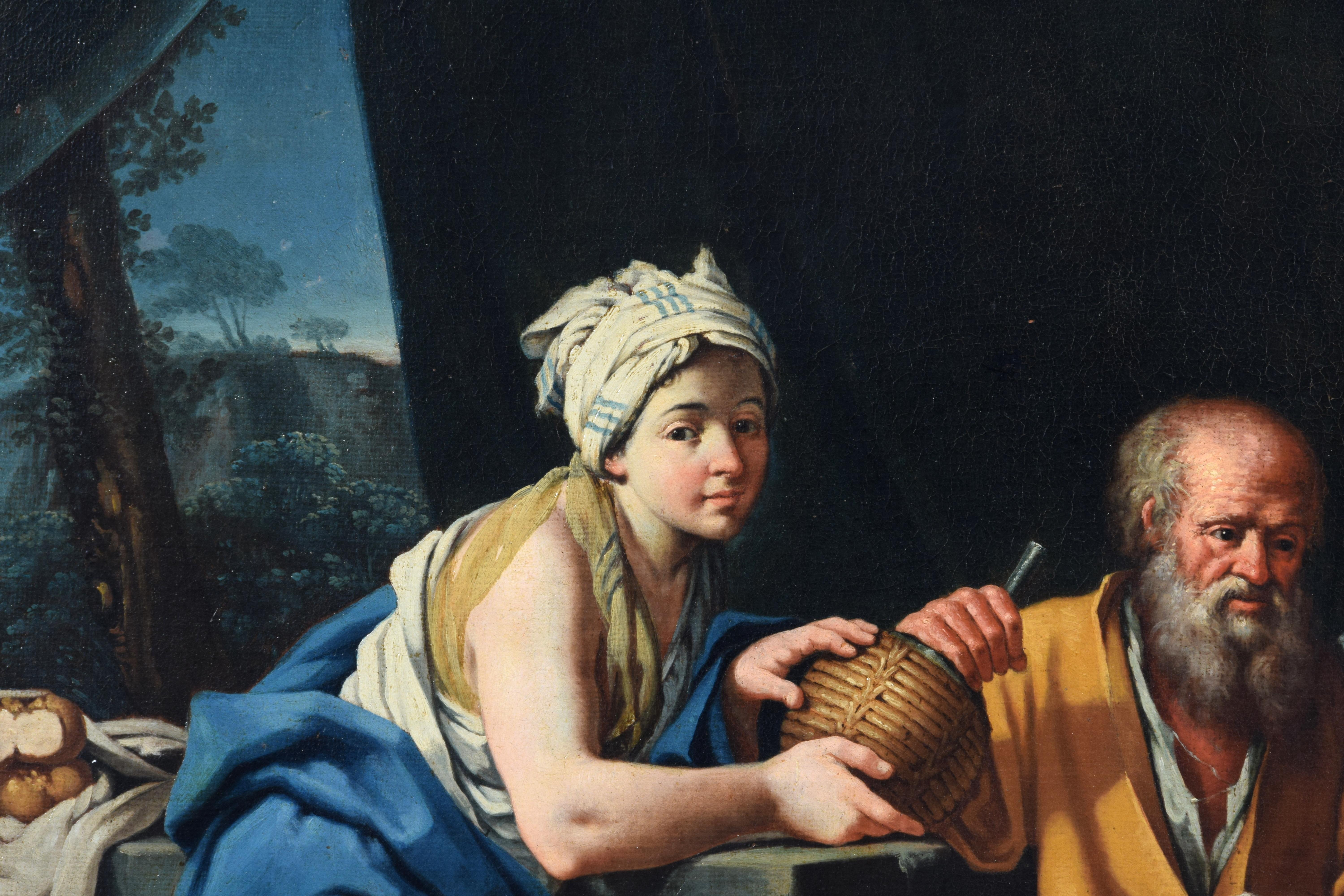 XVIIIe siècle, peinture italienne, Loth et les filles, attribuée à Giuseppe Gambarini en vente 6