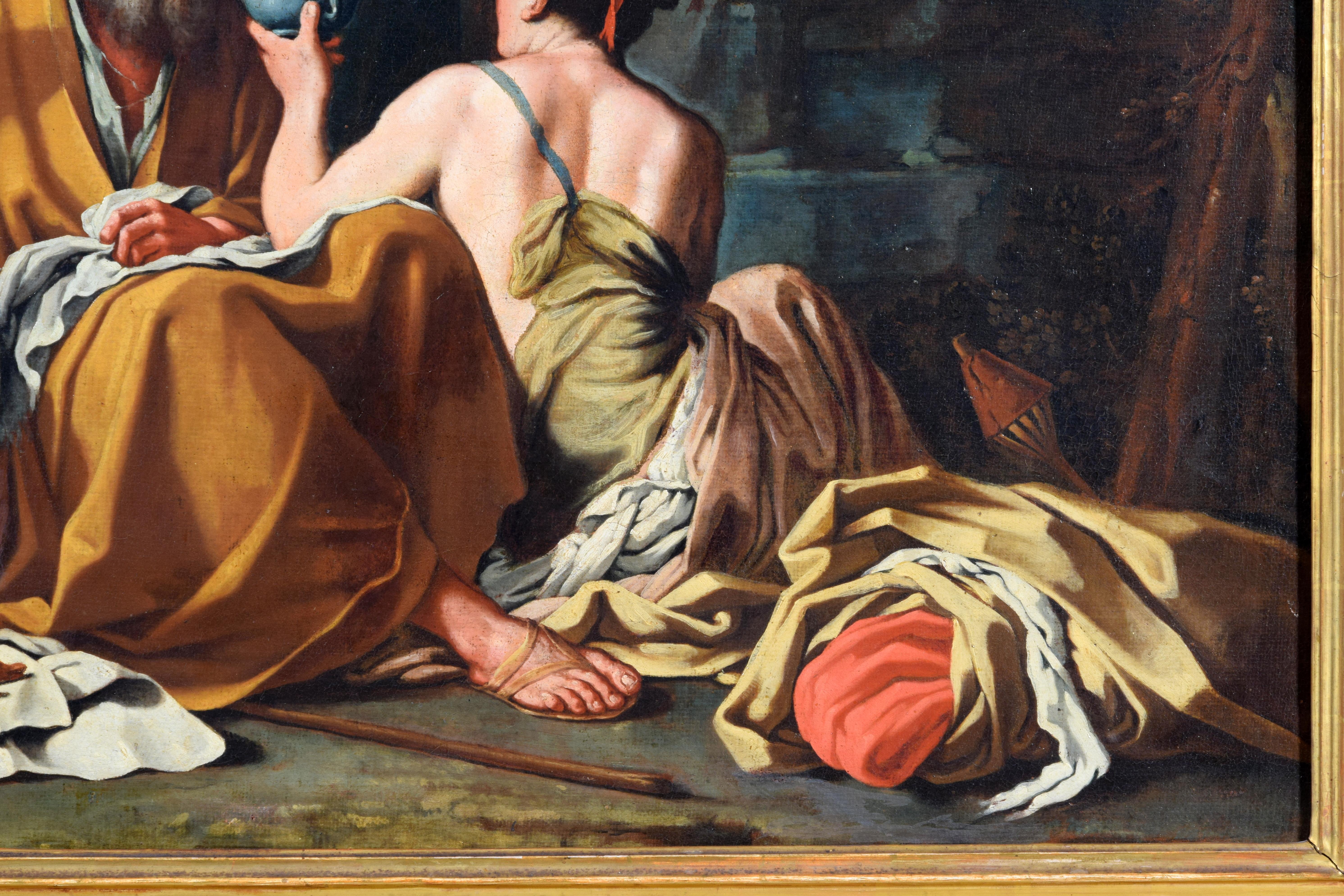 XVIIIe siècle, peinture italienne, Loth et les filles, attribuée à Giuseppe Gambarini en vente 8