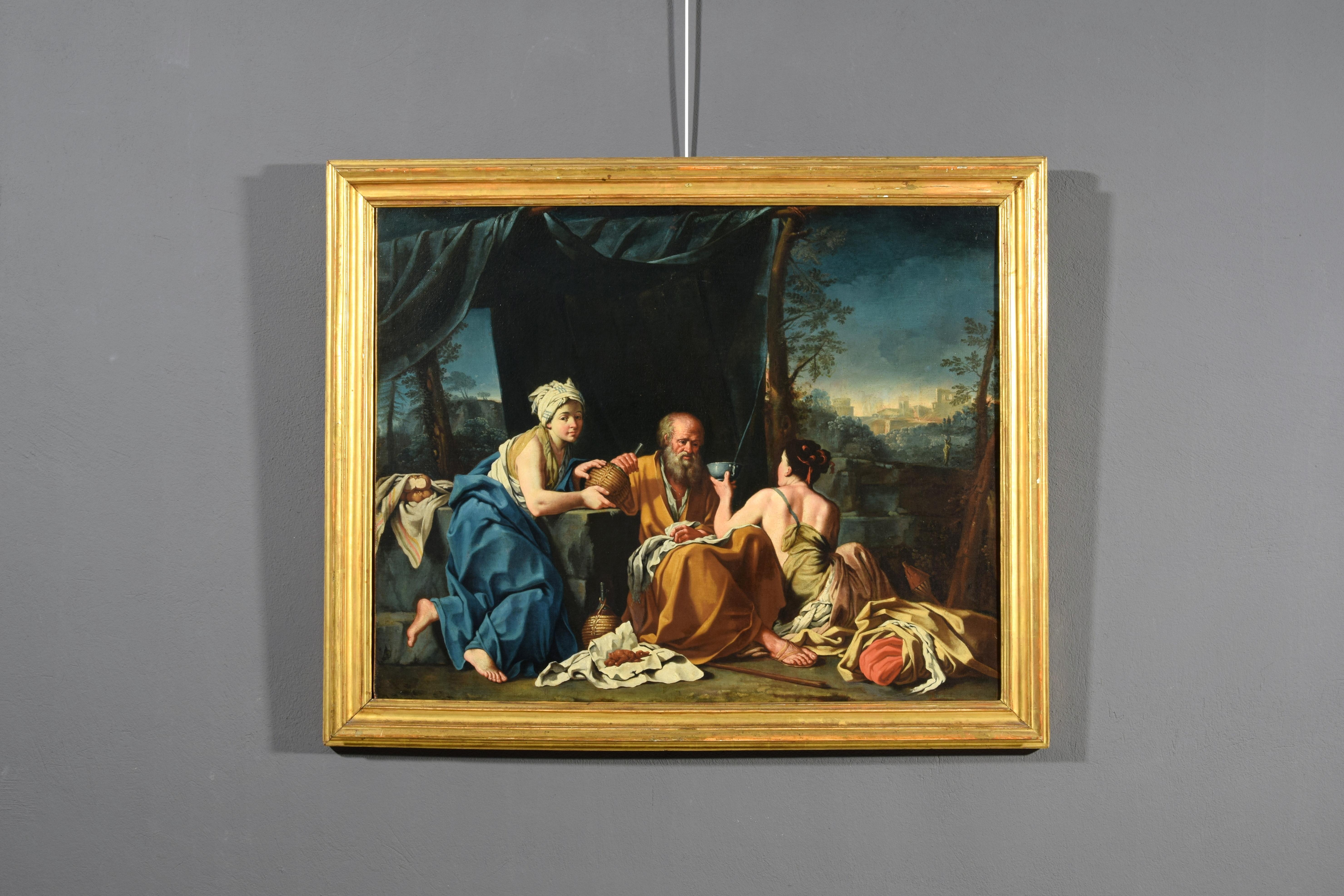 XVIIIe siècle, peinture italienne, Loth et les filles, attribuée à Giuseppe Gambarini en vente 12