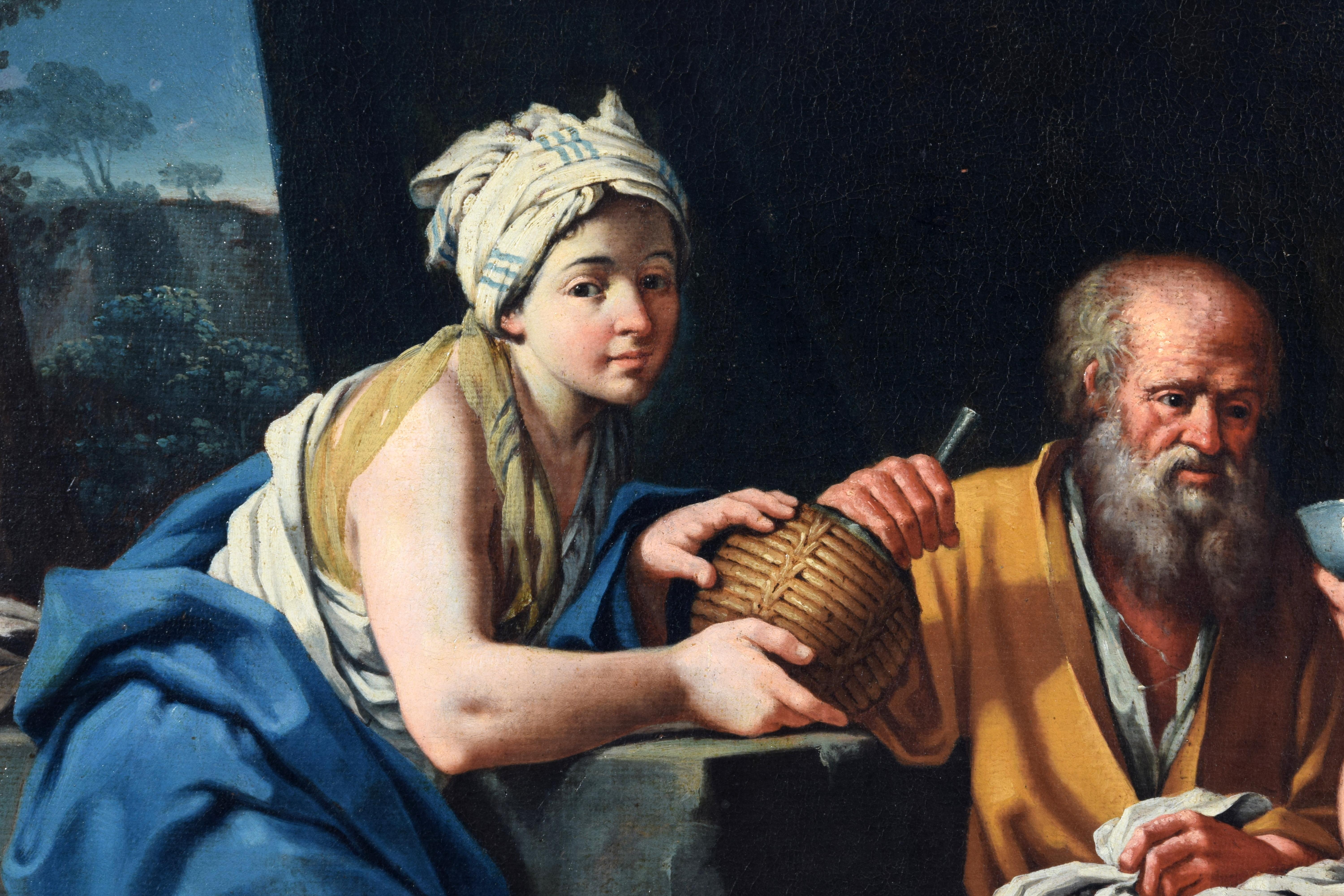 XVIIIe siècle, peinture italienne, Loth et les filles, attribuée à Giuseppe Gambarini en vente 1