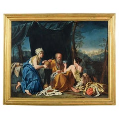 XVIIIe siècle, peinture italienne, Loth et les filles, attribuée à Giuseppe Gambarini