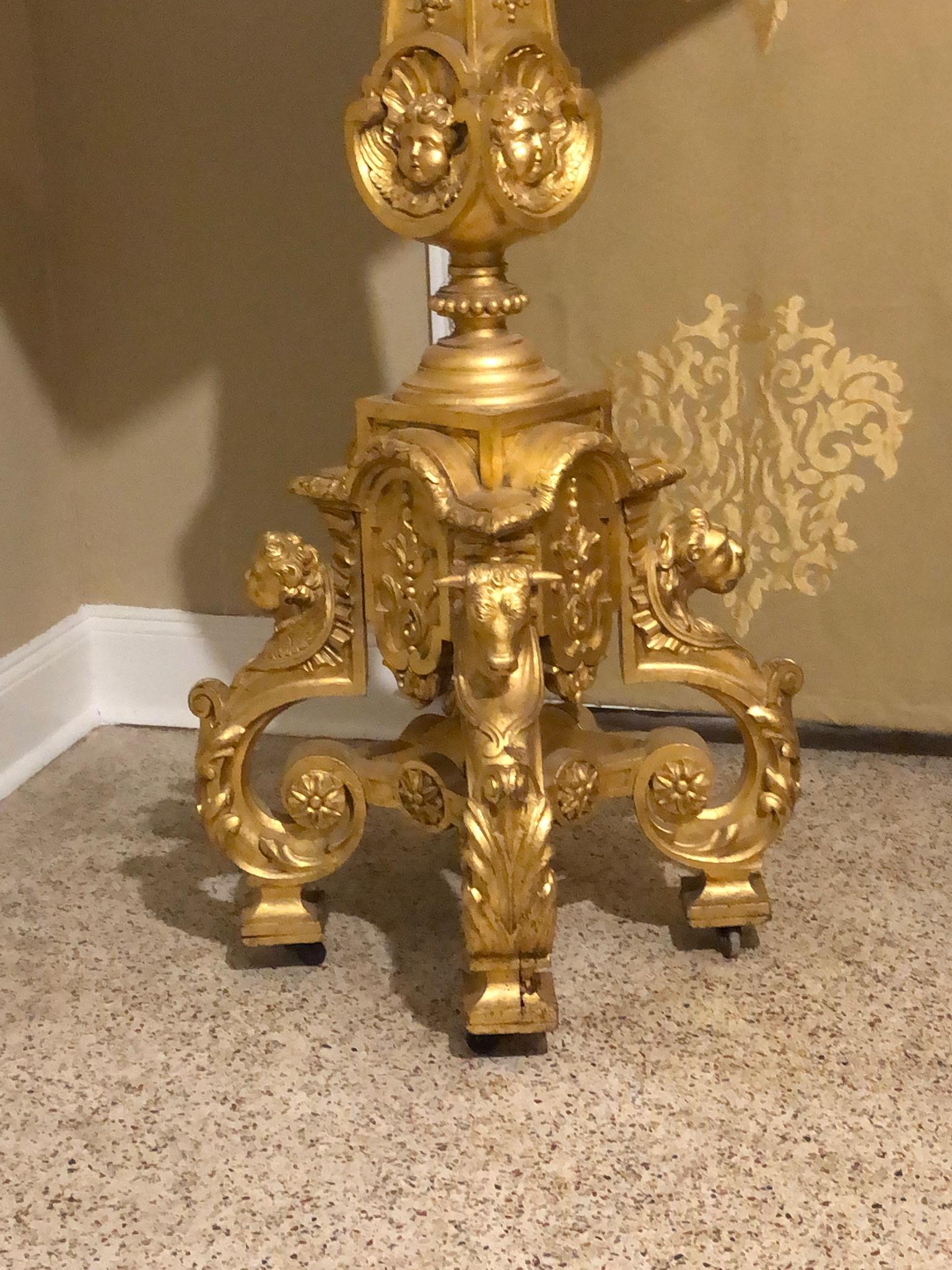 18th Century Louis XV Lectern / Lutrin w Ornate Multiple Carved Heads, Giltwood For Sale 6