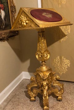 18th Century Louis XV Lectern / Lutrin w Ornate Multiple Carved Heads, Giltwood
