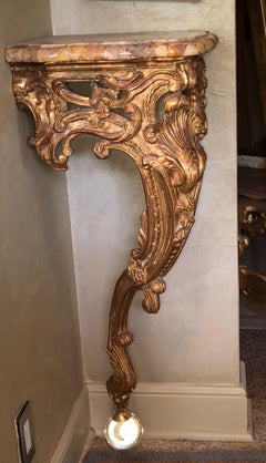 18th Century Louis XV Period Pair Console de Coin Corner Consoles, Breche d'alep