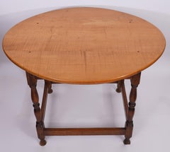 18th Century New England Oval Maple Top and Turned Legs Tavern Table