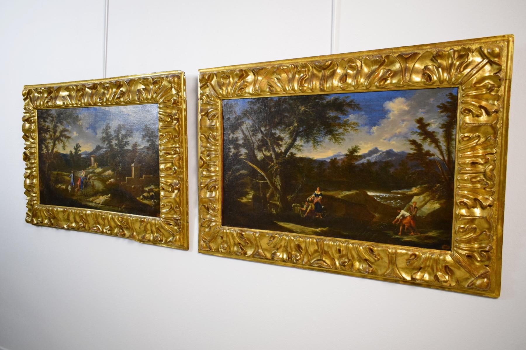 Rococo 18th Century Pair of Italian Scenes of Country Life, Antonio Francesco Peruzzini