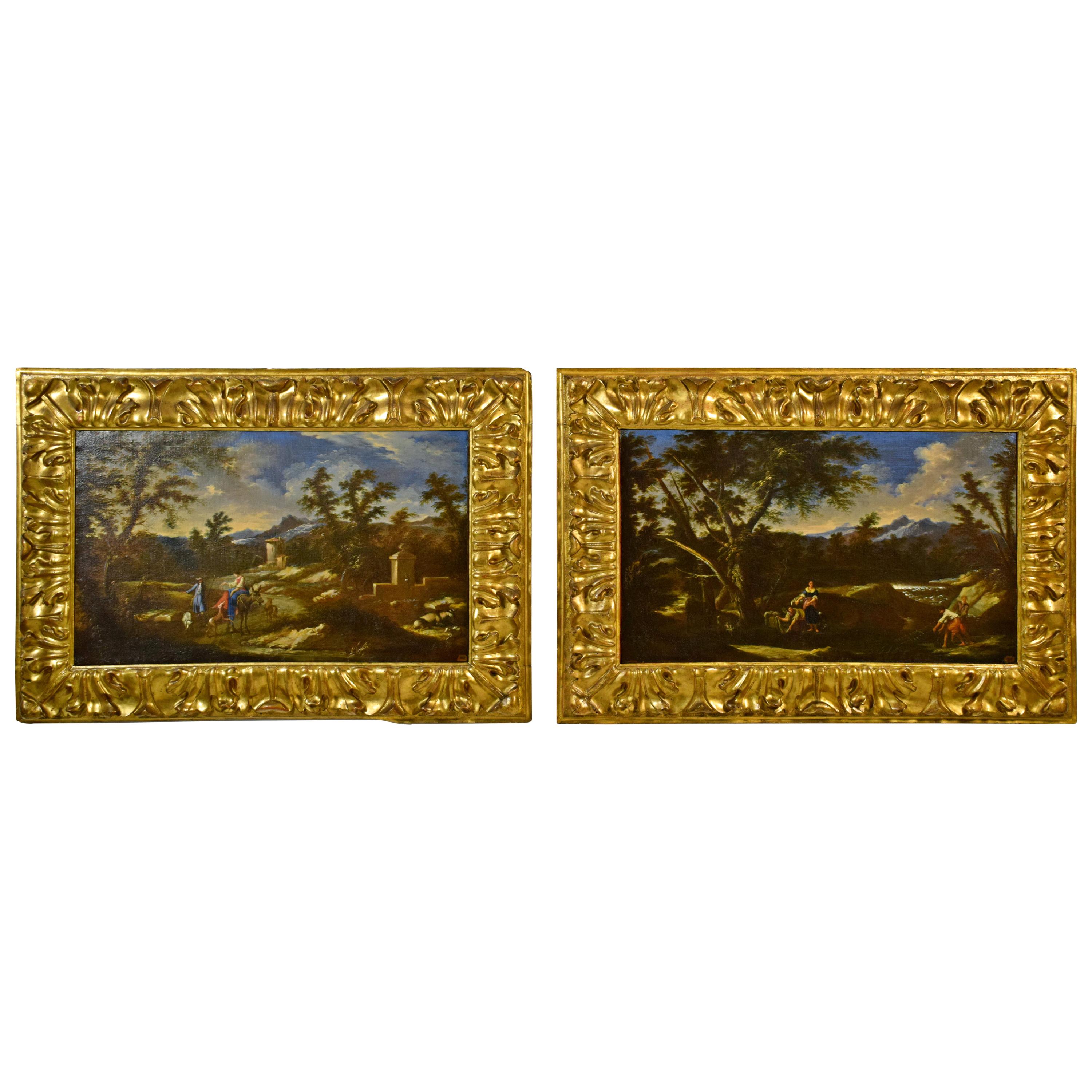 18th Century Pair of Italian Scenes of Country Life, Antonio Francesco Peruzzini