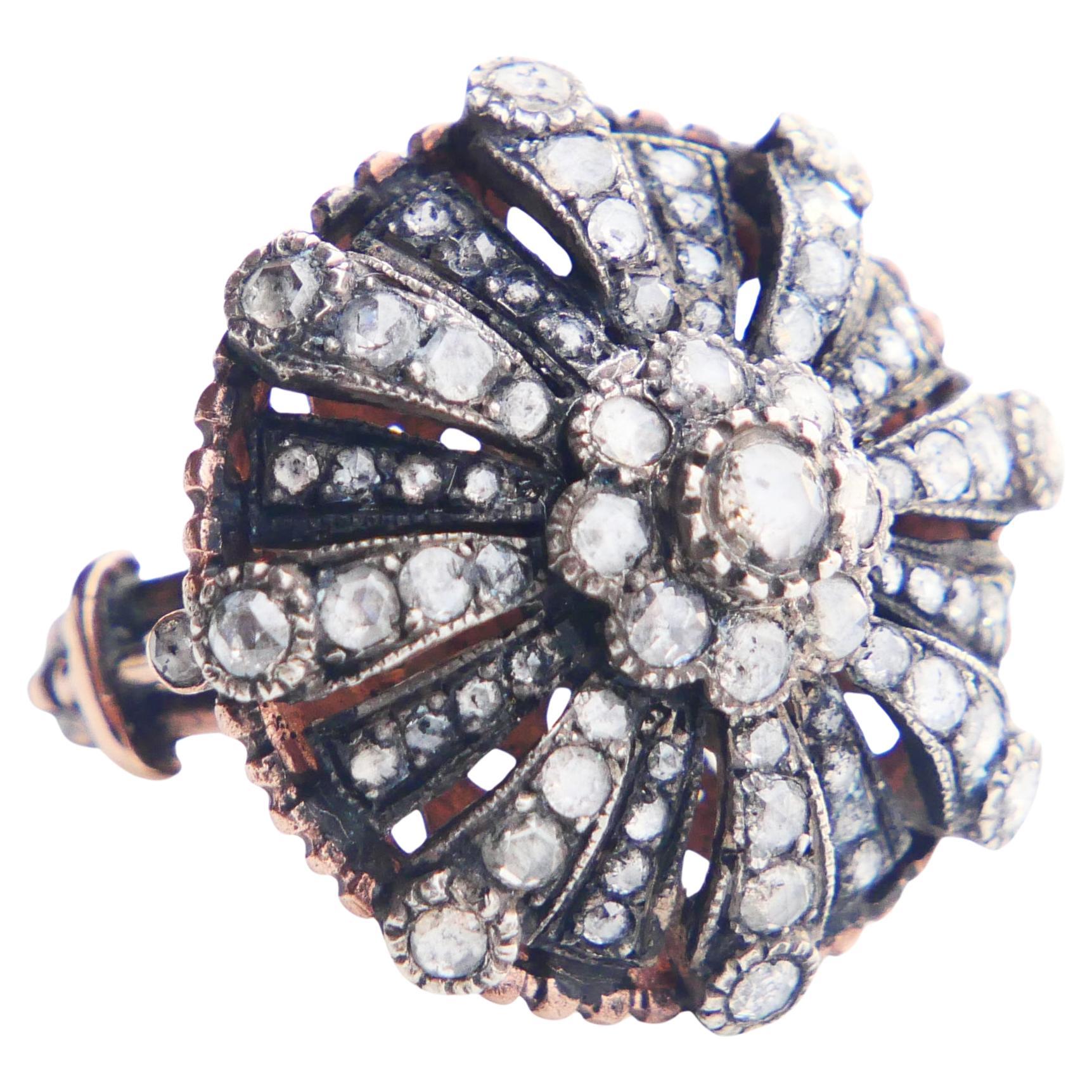 18e siècle. Bague naturelle 2,75 ctw diamants or argent US5,75 / 13,58 g