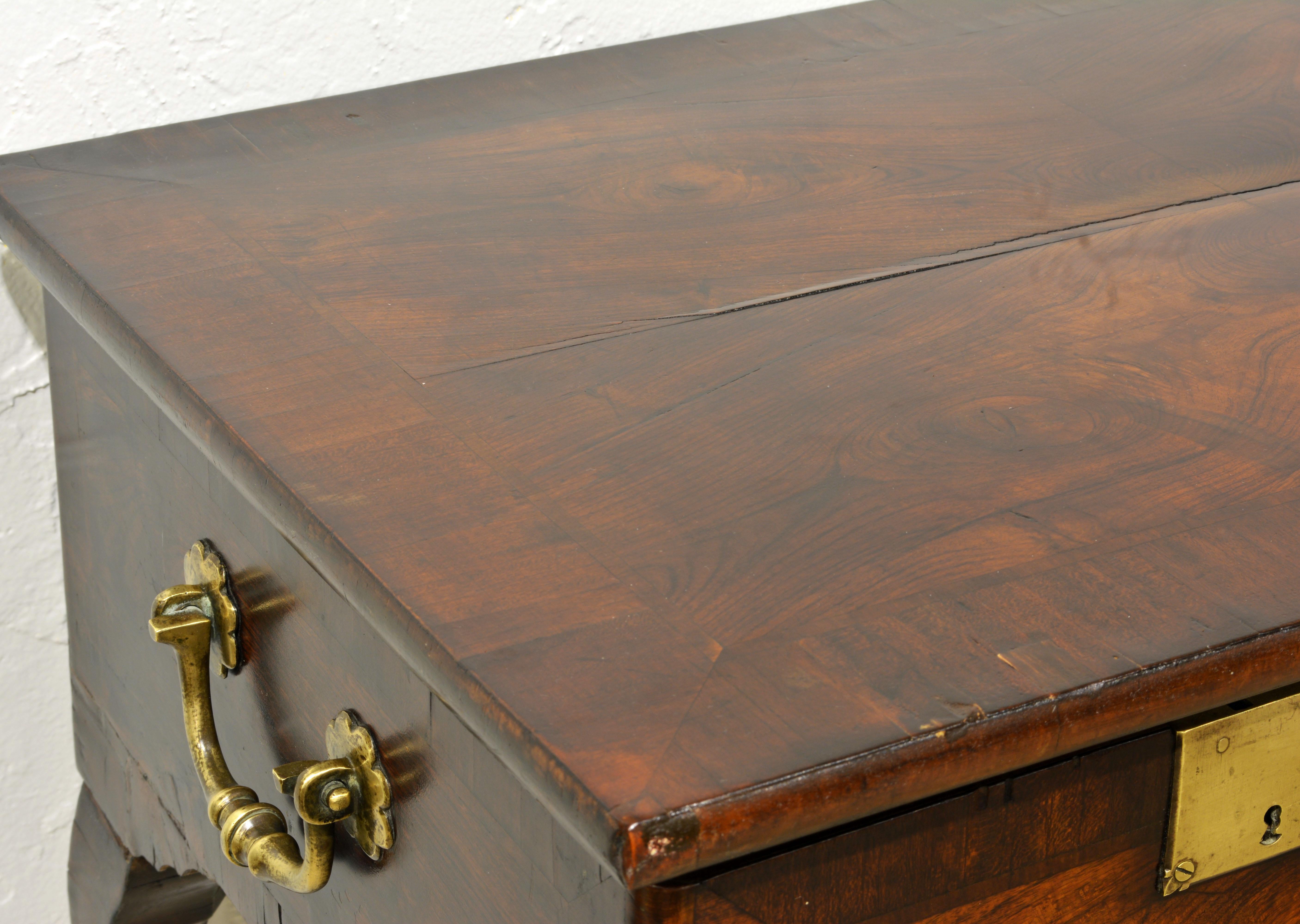 18th Century Spanish Lift Top Inlaid Walnut Compartment Side Table 1