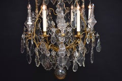 Lustre en cristal français Louis XV époque 18ème siècle, bronze doré antique