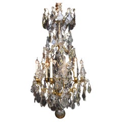 Lustre en cristal français Louis XV époque 18ème siècle, bronze doré antique