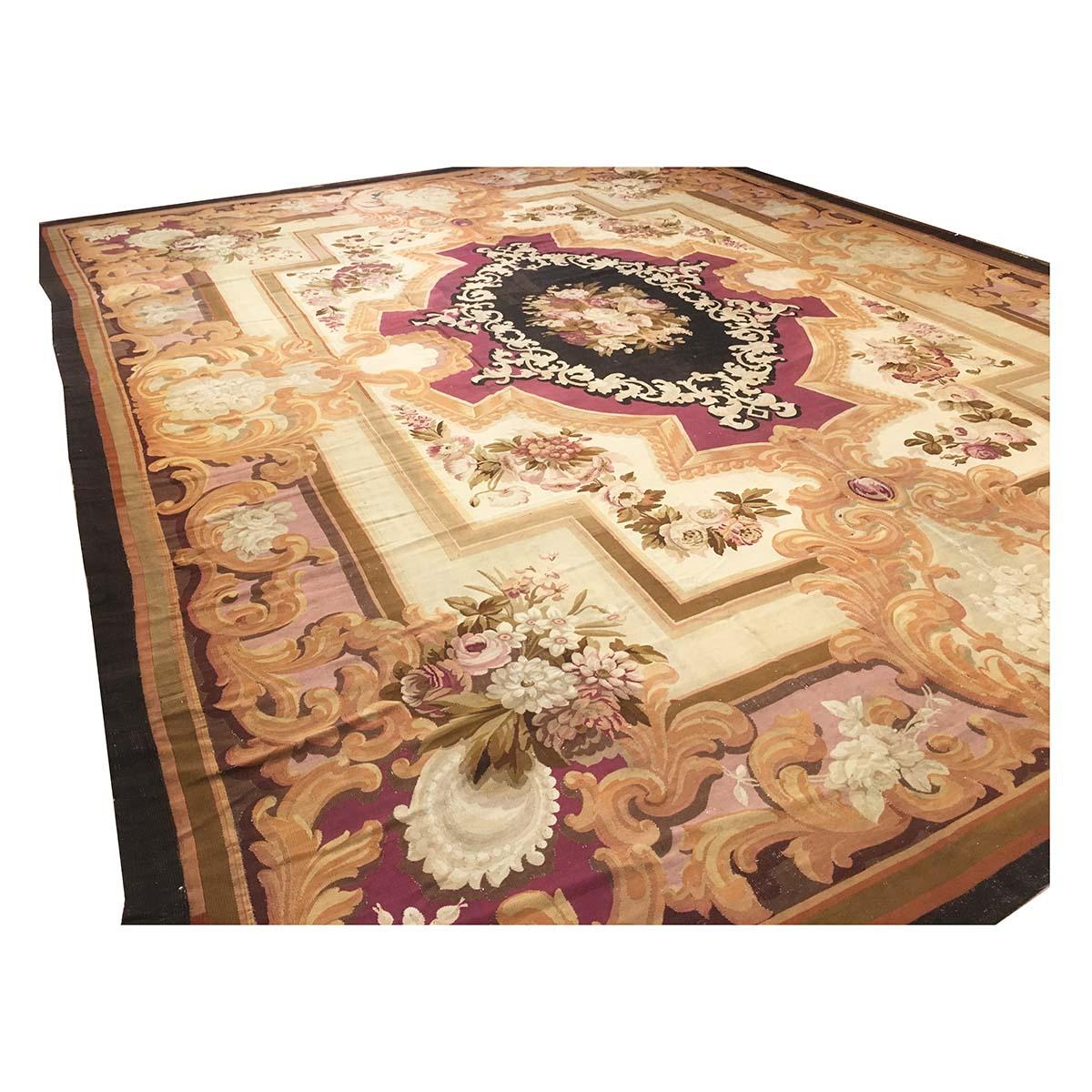 Wool 19th Century 14x17 French Aubusson Tapestry Rug #9902078 For Sale