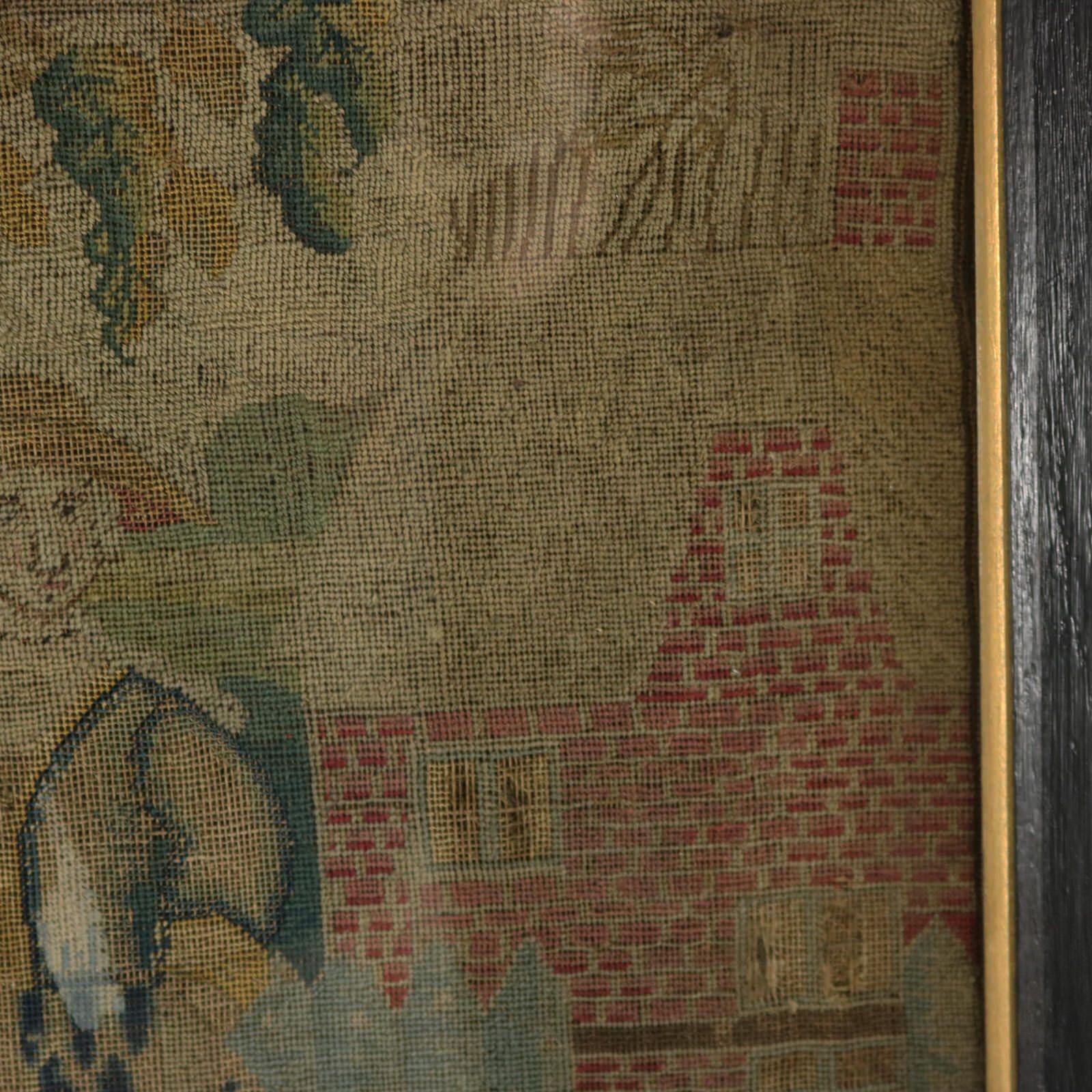 18th Century, 1732 Petit Point Embroidery Picture of Lady & Gent For Sale 6