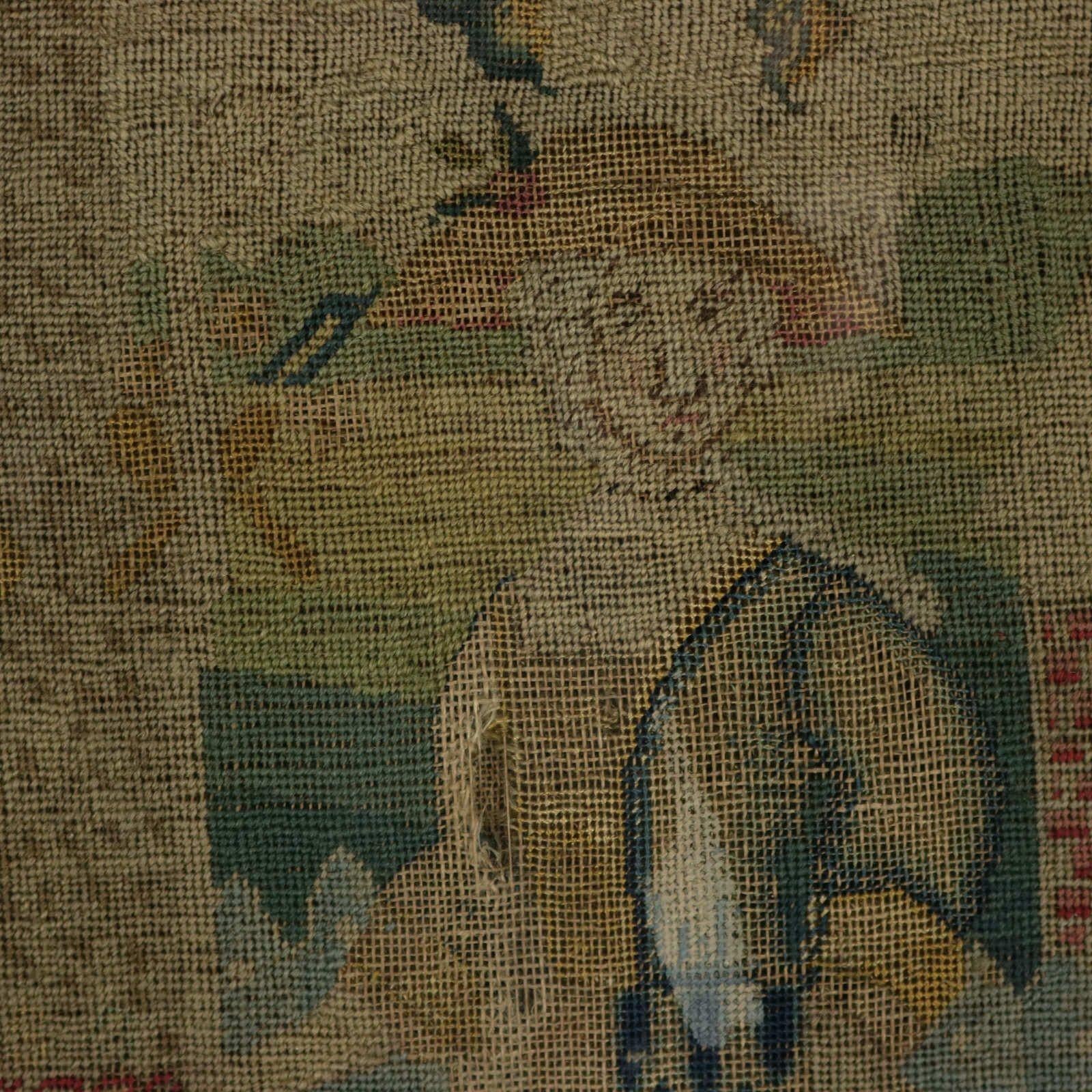 18th Century, 1732 Petit Point Embroidery Picture of Lady & Gent For Sale 2