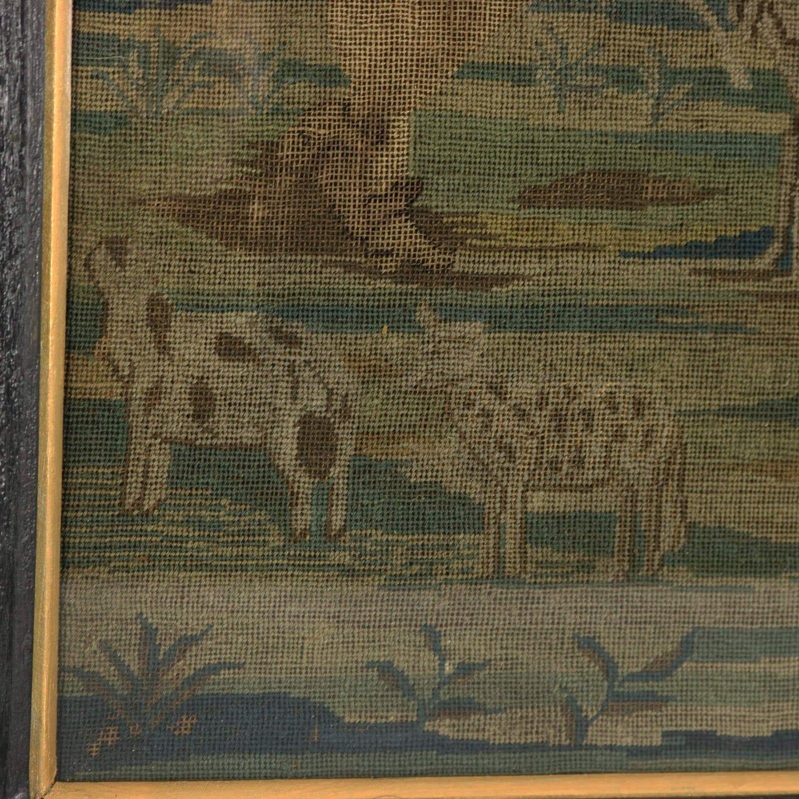 18th Century, 1732 Petit Point Embroidery Picture of Lady & Gent For Sale 4