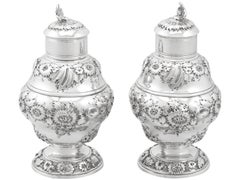 Georgian Sterling Silver Set of Two Tea Caddies