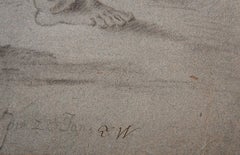 18th Century 1759 Rococo Pencil Drawing of a Pointing Putto by Franz Anton Weiß