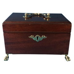 18th Century 1760 Mahogany Triple Section Tea Caddy