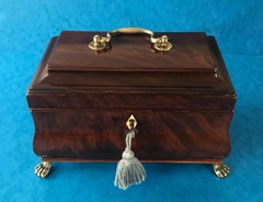 18th Century 1770 Bombe Fronted Mahogany Twin Lidded Tea Caddy
