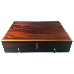 Antique 18th Century 1780 Sheraton Fruitwood and Ebony Edged Mahogany Watercolor Box