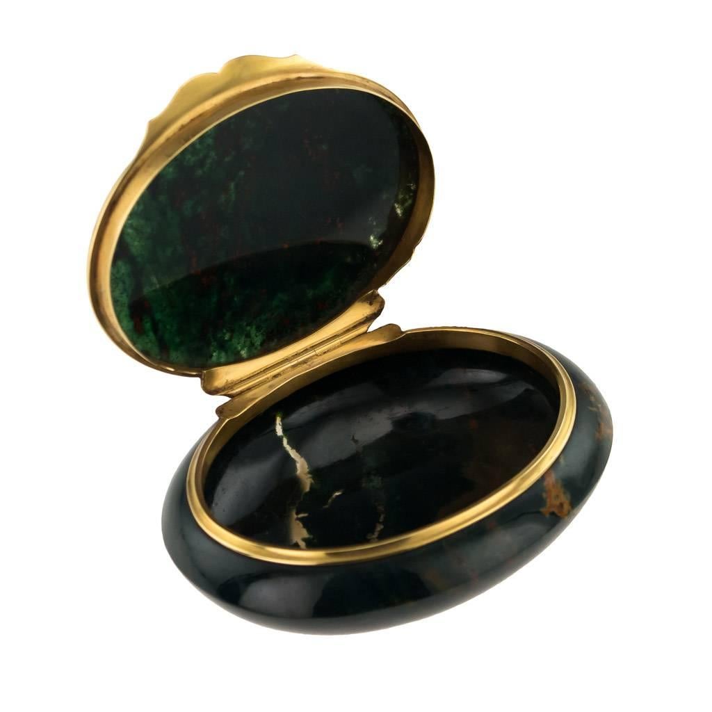 French 18th Century 18-Karat Gold-Mounted Hardstone Snuff Box, circa 1790
