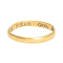 18th Century 18 Karat Gold Posy Ring "FEAR GOD & LOVE ME"