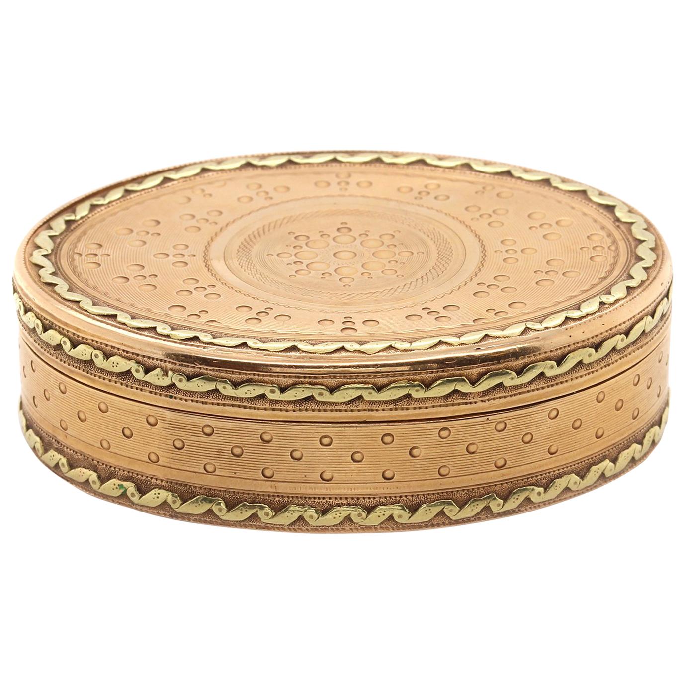 18th Century 18 Karat Gold Snuff Box, Possibly Switzerland For Sale