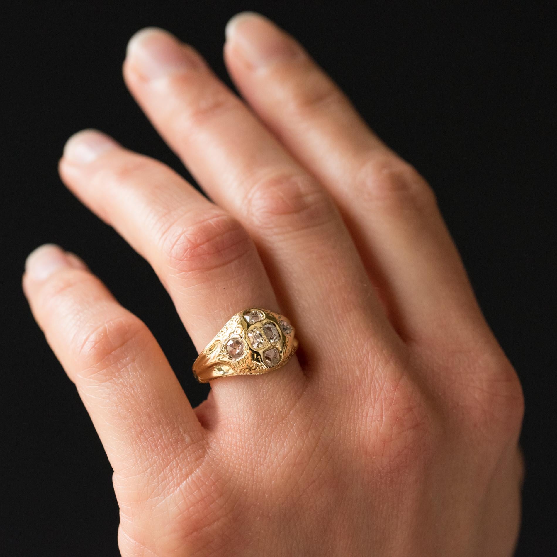 Women's 18th Century 18 Karat Yellow Gold 0.40 Carat Diamond Ring