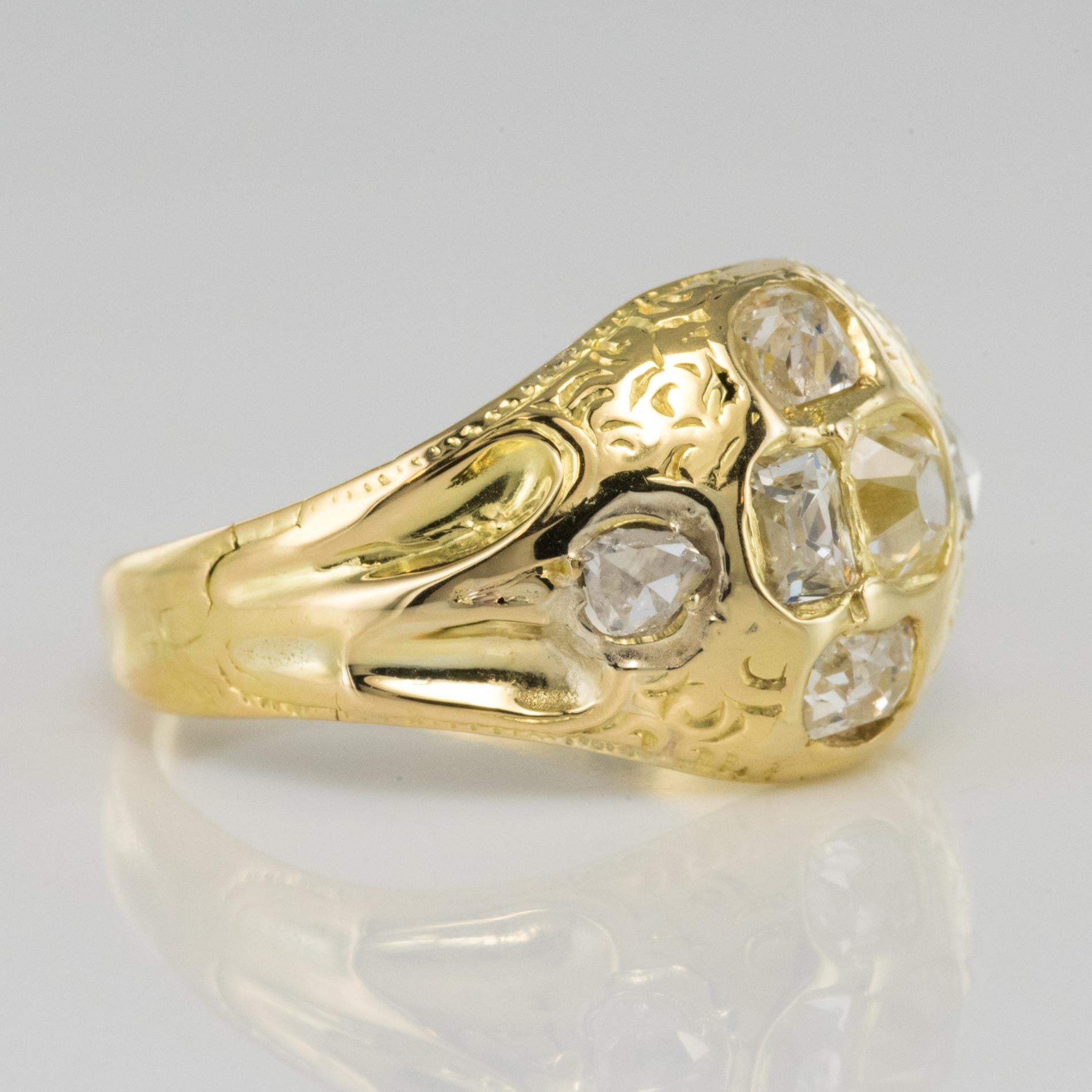 18th Century 18 Karat Yellow Gold 0.40 Carat Diamond Ring 2