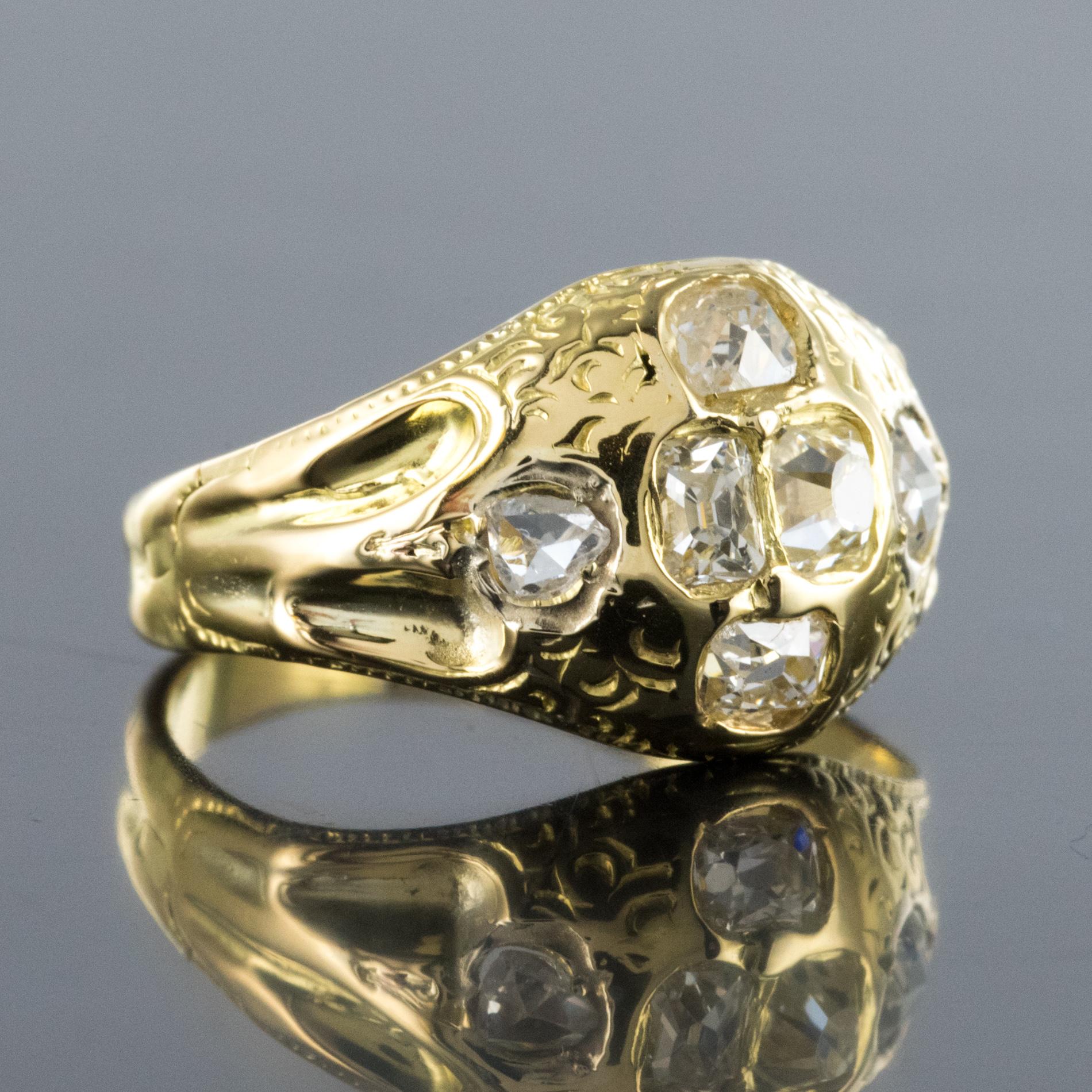 18th Century 18 Karat Yellow Gold 0.40 Carat Diamond Ring 3