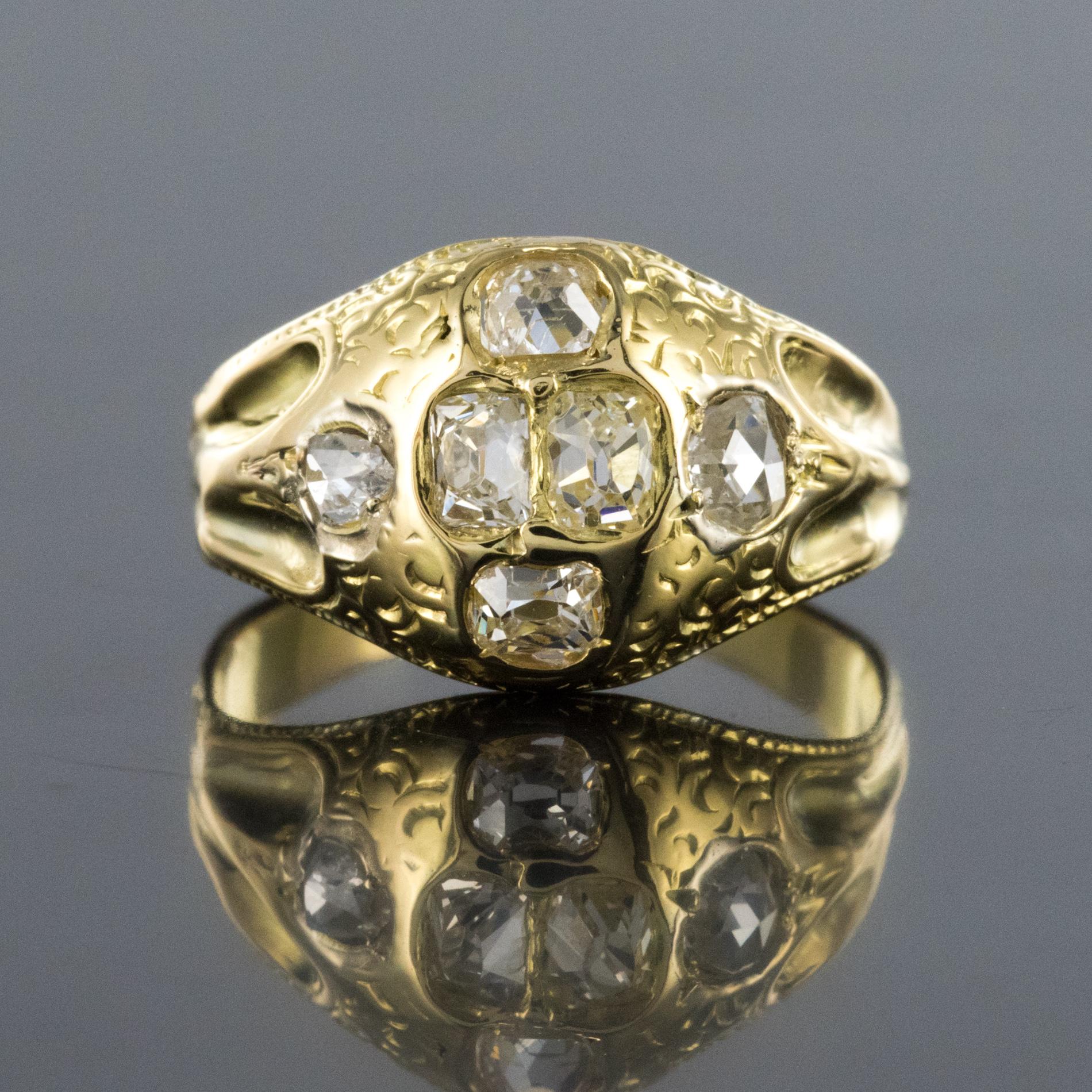 18th Century 18 Karat Yellow Gold 0.40 Carat Diamond Ring 4