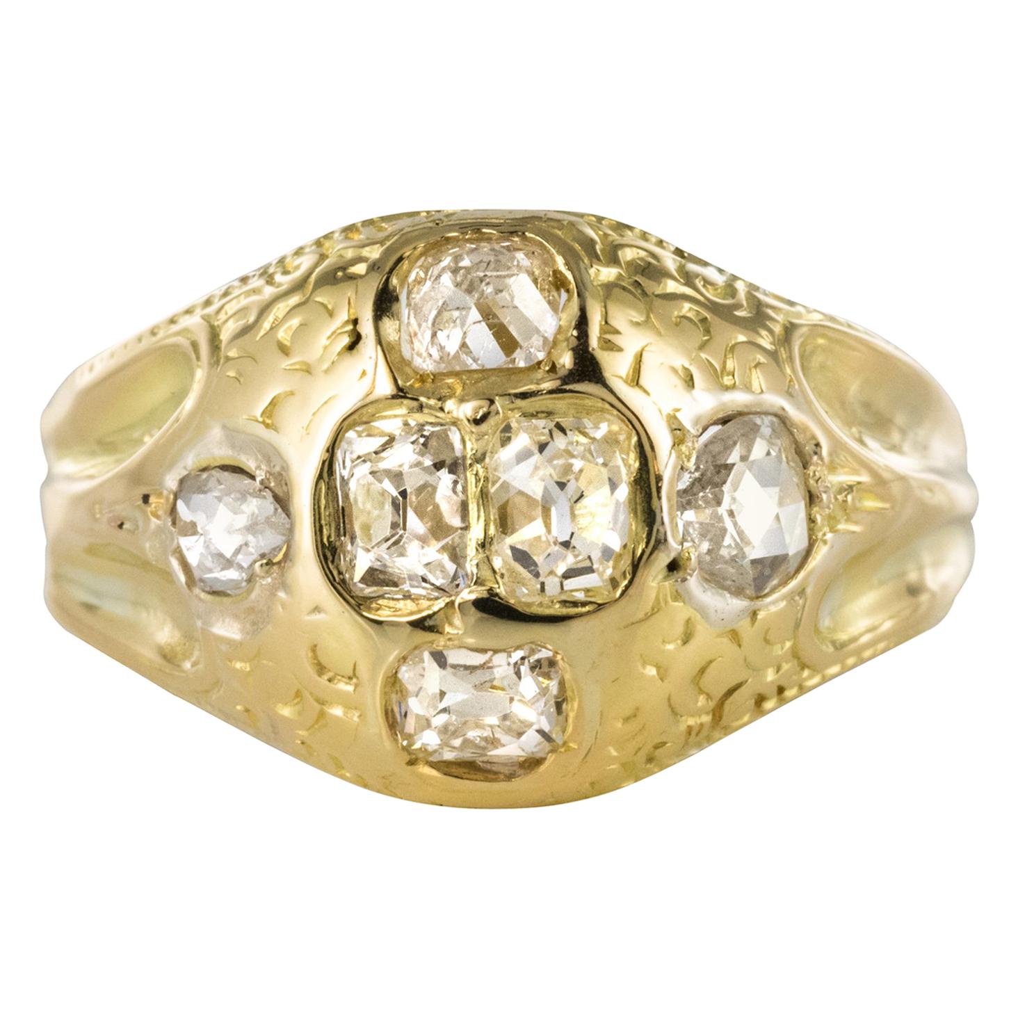 18th Century 18 Karat Yellow Gold 0.40 Carat Diamond Ring