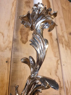 Lampada da parete Luigi XV del XVIII secolo a 2 luci con finitura in nichel