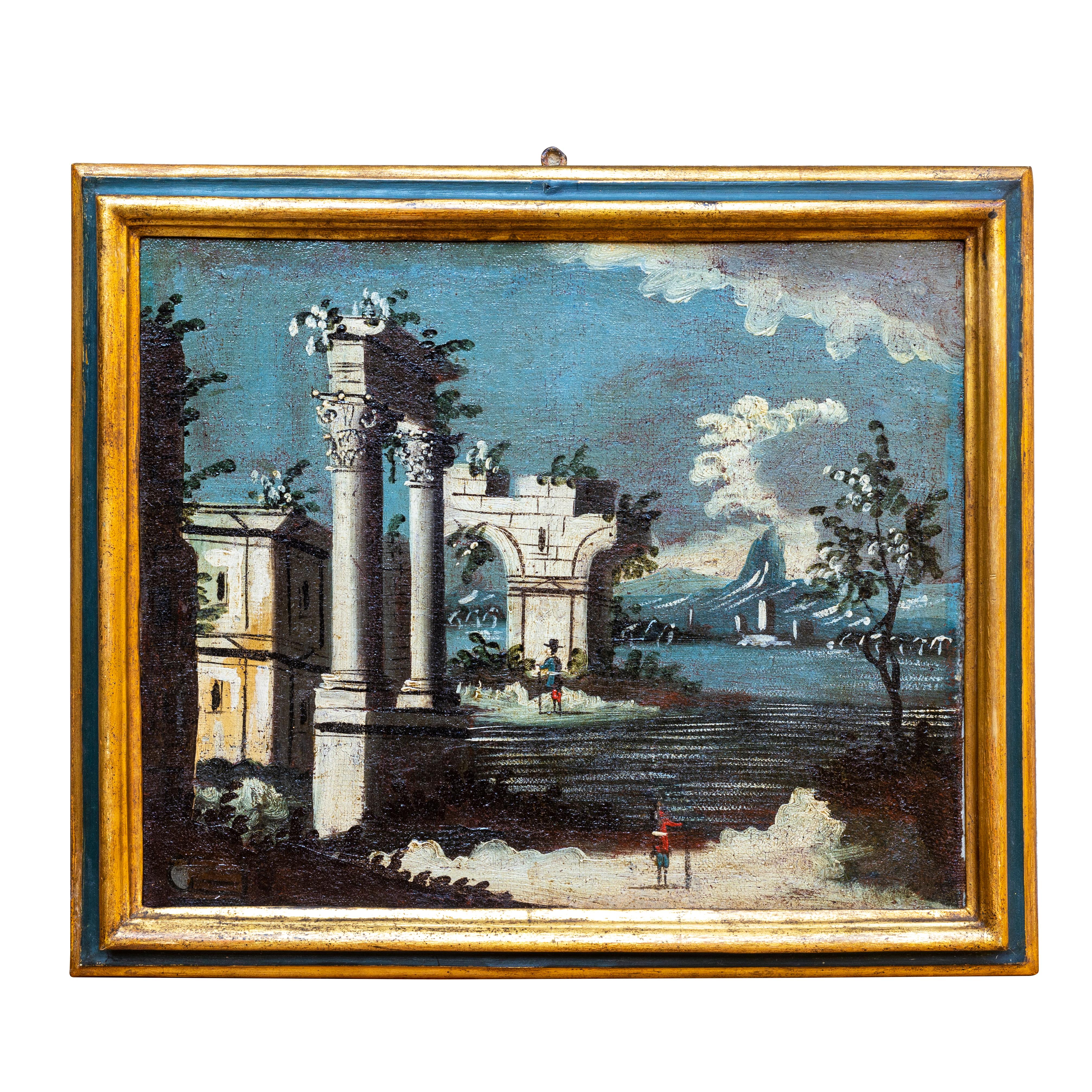 18th Century 3 Landscapes Painted Oil on Canvas Gaetano Vetturali Scool Lucca 4