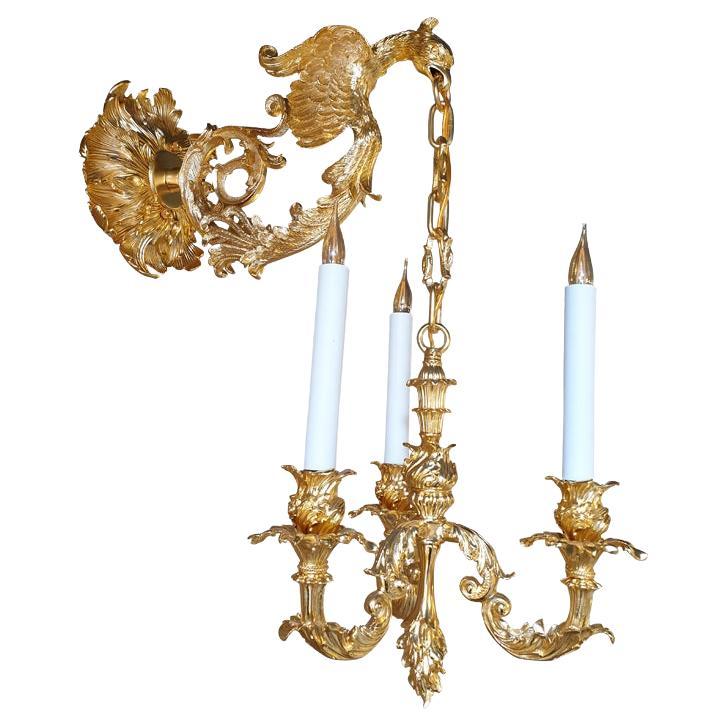 18th Century 3 lights Aigle Wall Lamp in gold 24K finish For Sale