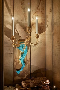 18th Century 3 lights Dragon Wall Lamp in gold & VDG finish
