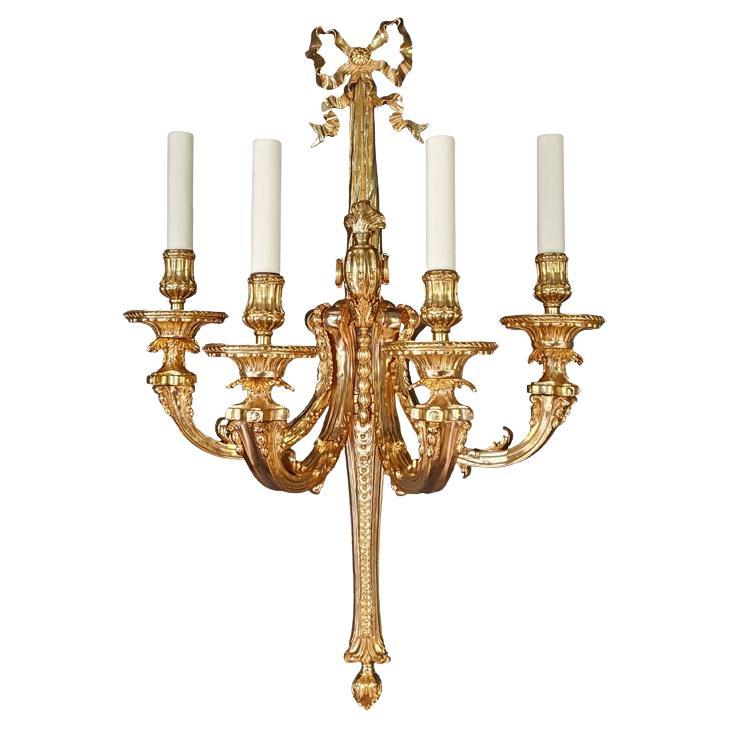18th Century 4 lights Regence Wall Lamp in 18K gold finish