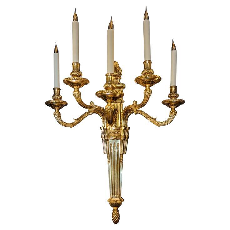 18th Century 5 lights Louis XVI Wall Lamp in gold 24K finish