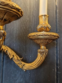 Lámpara de pared Luis XVI de 5 luces del siglo XVIII en acabado níquel y oro M3